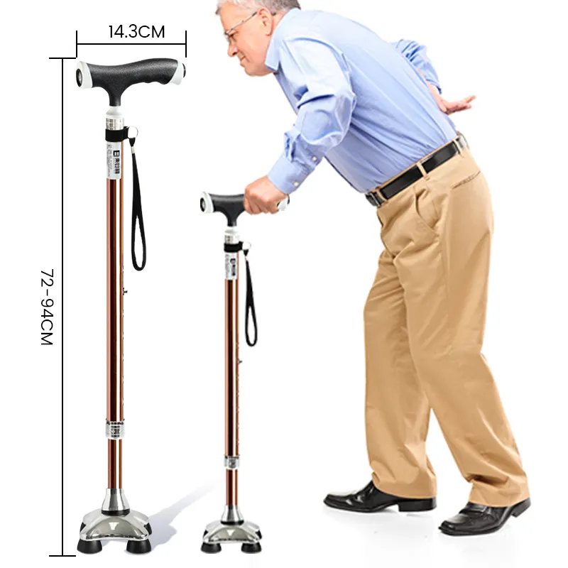Bastone da passeggio regolabile con base staccabile leggera a led vecchio bastone da passeggio per anziani