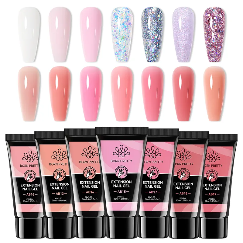 BORN PRETTY 30ml Glitter Acrílico Quick Building Nail Gel Polonês Extensão Poly Nail Gel para Extensão do Dedo