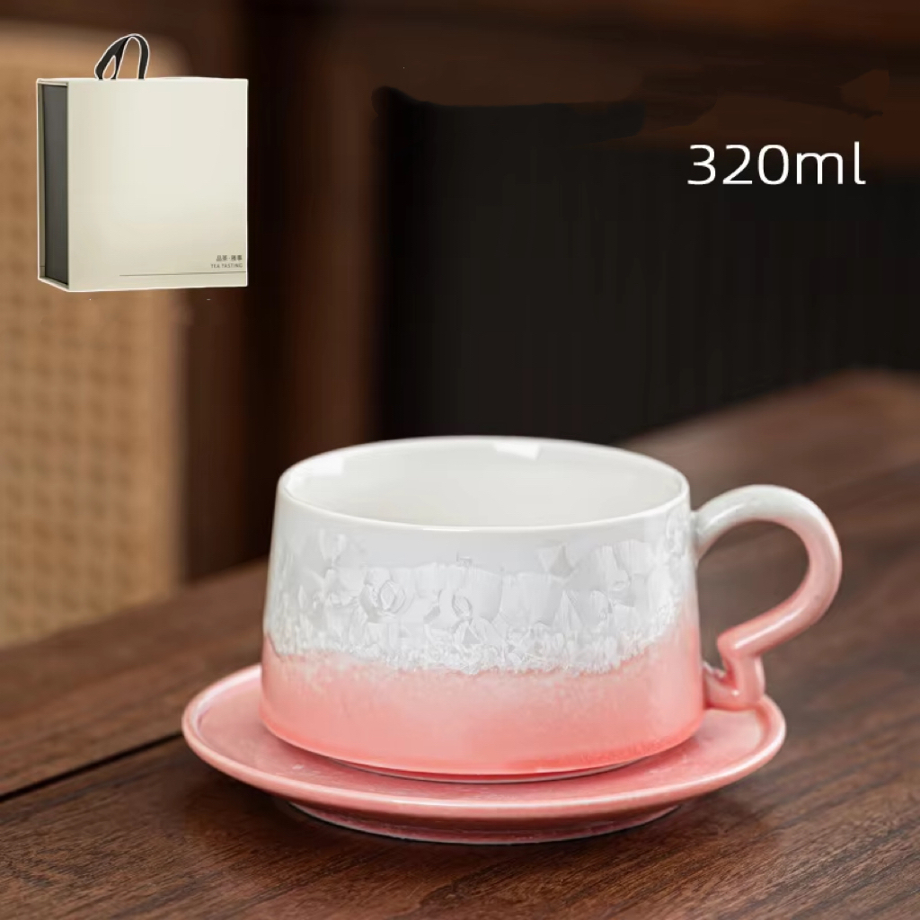 Taza de café de cristal North 7 en polvo + platillo + caja de regalo
