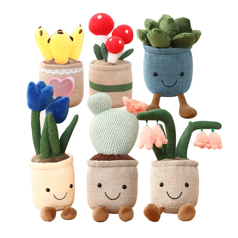 Setas realistas para niños, plantas suculentas de peluche, juguetes decorativos de dibujos animados, almohada de peluche de juguete