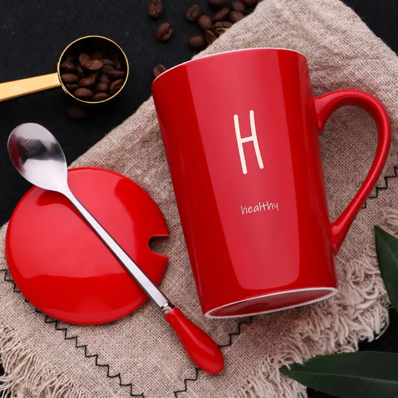 420ml di alta qualità su ordinazione rosa rosso colorato nuovo porcellana bone china tazza di ceramica tazza di caffè con oro reale di stampa logo per il regalo