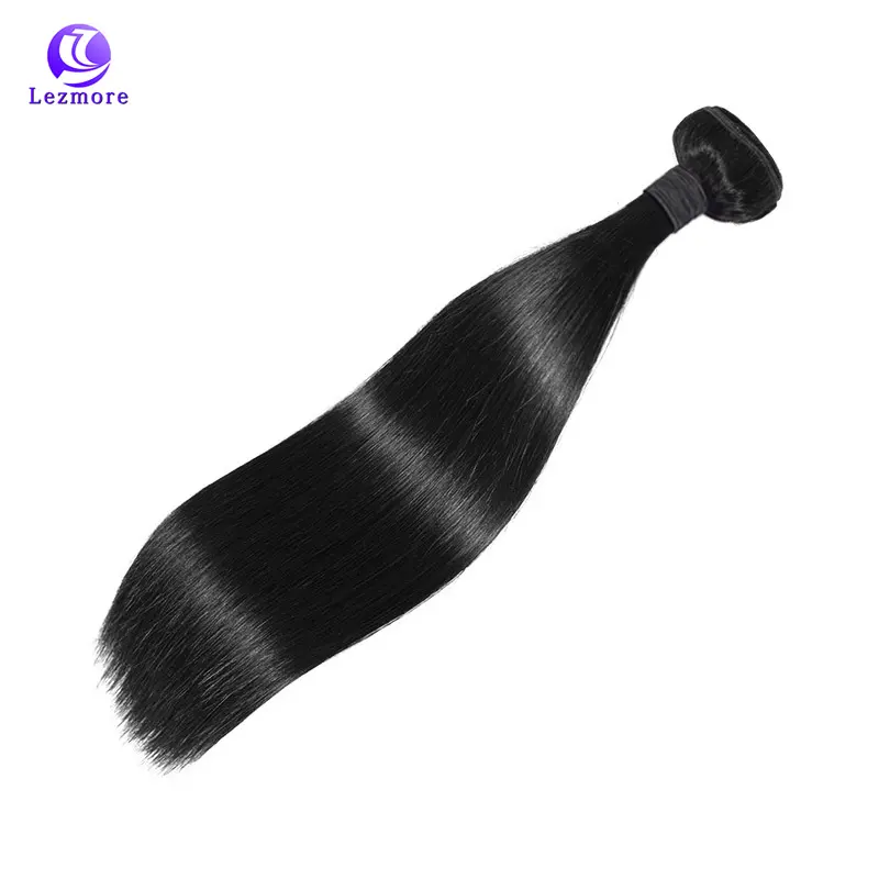 Brazilian Human Virgin Remy Hair Extensions With Natural Black Color Thick End Hand Tied Double Drawn Weft Straight Wave Bundle