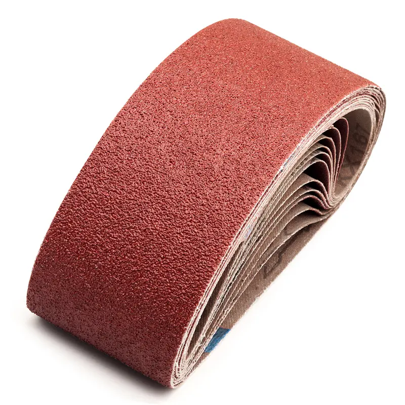 حزام رملي خراطي من أكسيد الألومنيوم أحمر اللون 3X21 بوصة من 12 قطعة بسعر جيد لتلميع الصلب