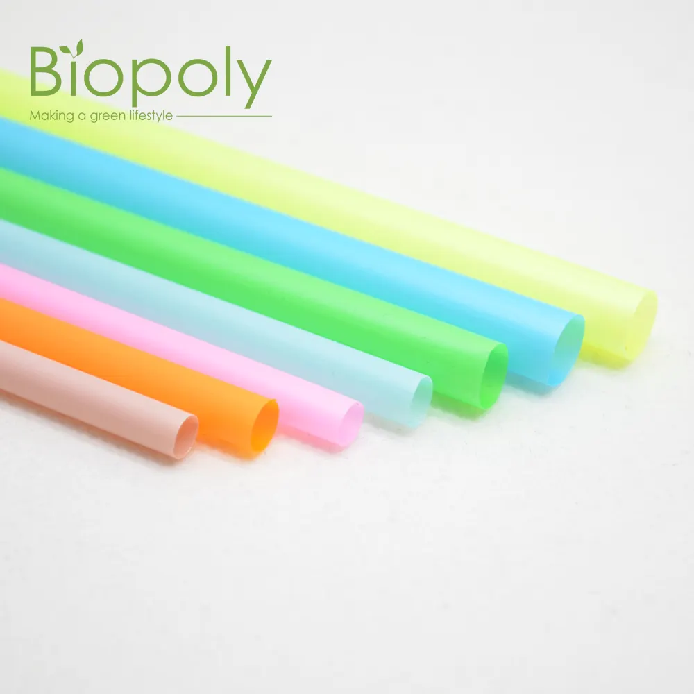 Biodegradable colored disposable PLA eco plastic straw compostable drinking straws