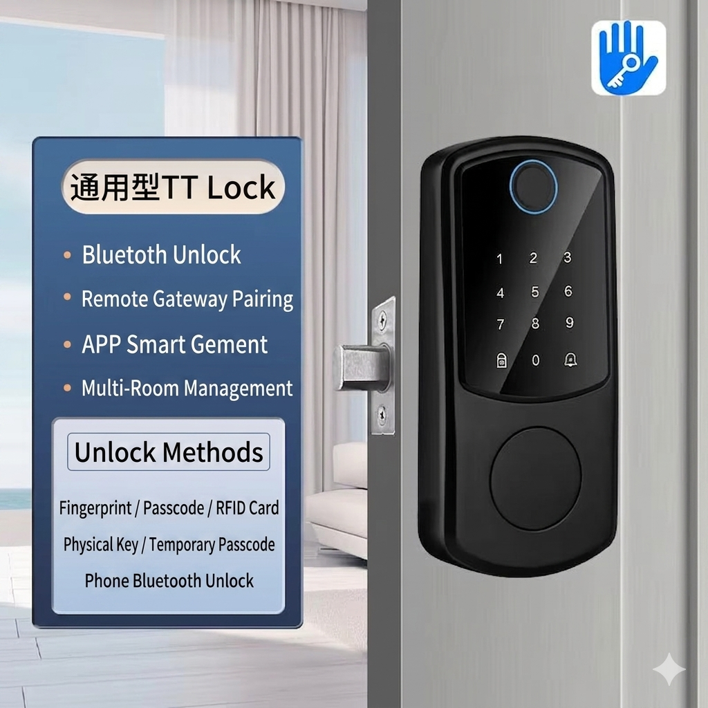 D10 สีเงิน ล็อค TTLock - ลายนิ้วมือ รหัสผ่าน แถบแม่เหล็ก