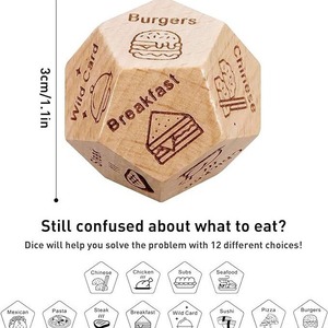 YUCI New Custom Cube Size Unique <strong>Game</strong> Accessory Polyhedral Wooden <strong>Dice</strong> <strong>Toy</strong> for Food Movie Decision Custom Logo - Product Image 2
