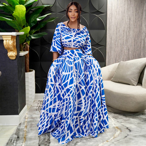Women Summer Long Dress <strong>Suit</strong> Sexy One-Line Neck <strong>Ladies</strong> Fashion Two-piece Length Swing Skirt - Product Image 5