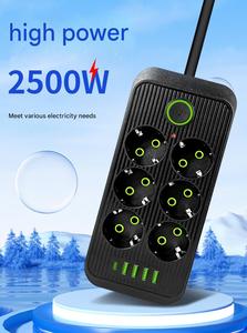 Uso en el hogar Estándar europeo Agujero dedicado USB Socket Multi-socket Tira de alimentación de alta potencia - Product Image 2