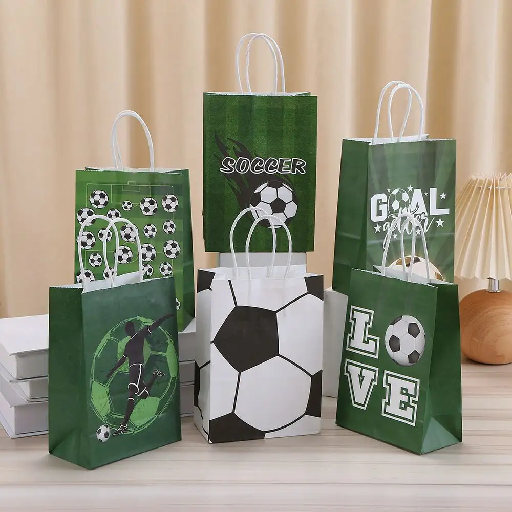 Soccer Party Favor Bags Soccer Paper Gift Bags for Kids Sports Football Soccer Themed Birthday Party Decorations Supplies