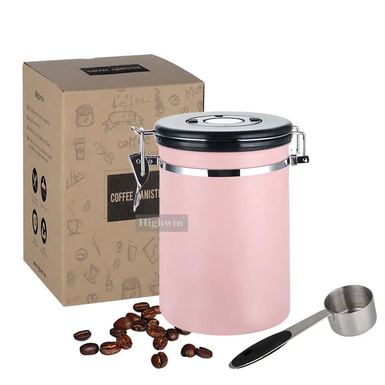 Alta fábrica rosa pintura aço inoxidável lata de café com válvula co2