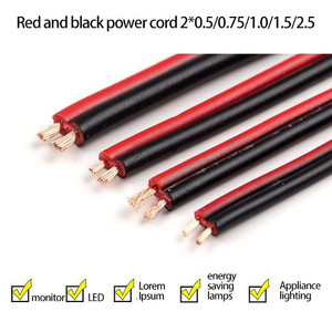 สายลำโพง RVB สีดำและสีแดง2แกน0.5 SQmm 1mm 1.5mm 2.5mm ลวดทองแดงไฟฟ้าสำหรับระบบตรวจสอบเสียง LED