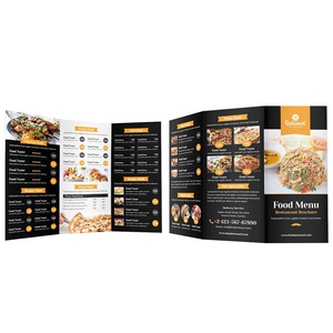 מותאם אישית מודפס <span class=keywords><strong>Flyer</strong></span> Trifold חוברת הדרכה ידנית פרסום עלון Takeout תפריט פוסטר הדפסה - Product Image 2