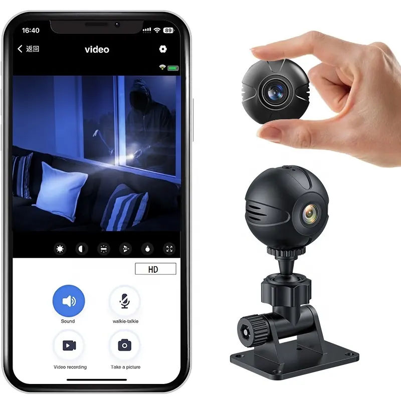 New Design 2mp Spherical Portable Hd Auto Tracking Real-Time Forensics Wireless Connection Cctv Ir Mini Camera