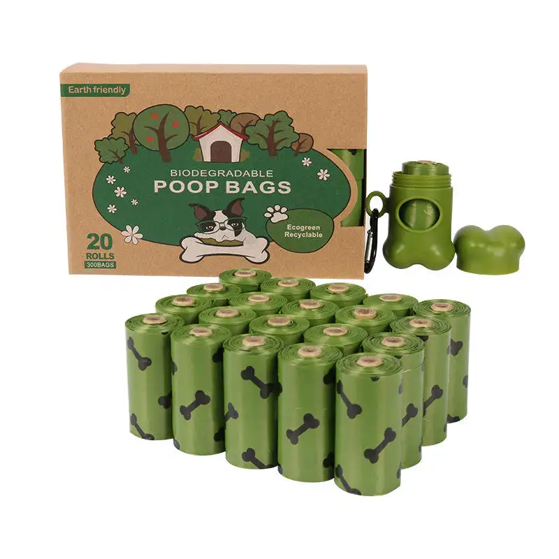 Caja multicolor personalizada, respetuosa con el medio ambiente, material de almidón de maíz HDPE biodegradable, bolsa para caca de perro
