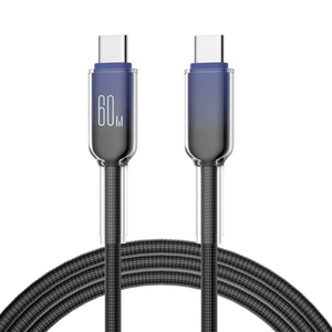สายชาร์จเร็วชนิด C 60W สายไนลอนแบบไล่ระดับสีสายถักแบบโปร่งใสสำหรับ Apple Huawei - Product Image 1
