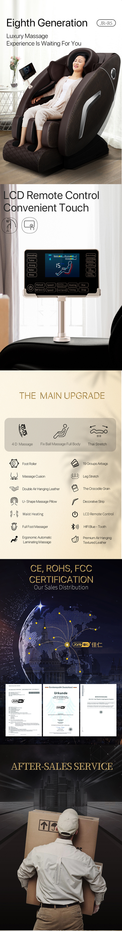 Jare R5-2C Factory Price OEM ODM Wholesale Electric Zero Gravity Full Body Cheap Recliner Shiatsu Life Power Relax Massage Chair