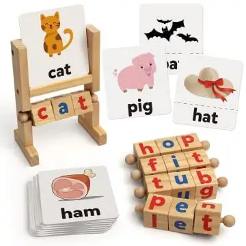 EASTOMMY деревянный блок для чтения орфографических игр Монтессори развивающий вращающийся держатель для букв игрушки Детские общие слова