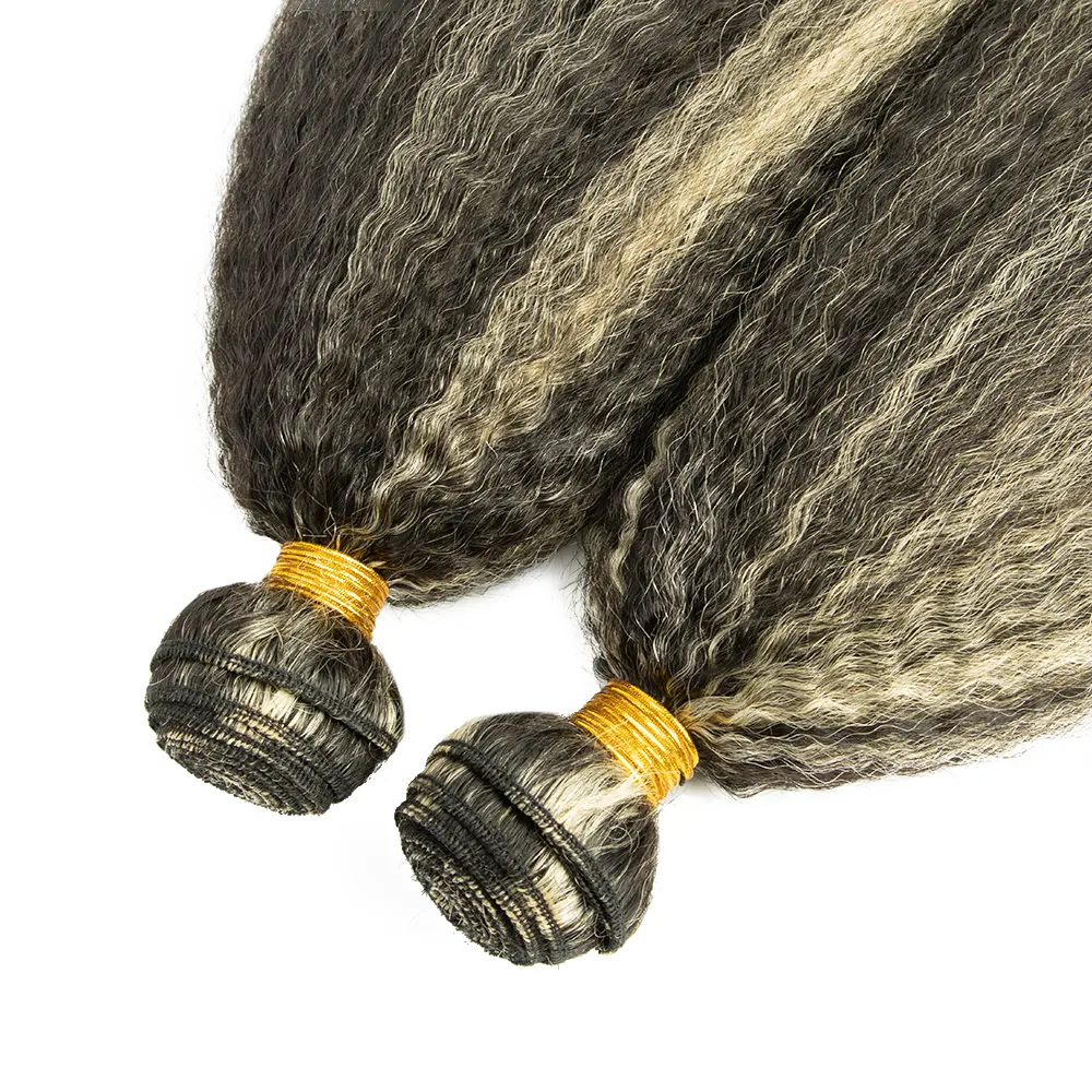 Raw Indian Hair Cuticle Aligned Human Hair Bundles Double Drawn Vietnamese Kinky Straight Ombre Color Hair Weft
