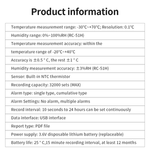 Registrador de temperatura y humedad de cadena de frío de refrigeración de datos, Registrador de temperatura y temperatura de la cadena de frío - Product Image 4