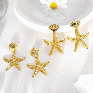 Luxe ss Luxe-takımyıldızı denizyıldızı küpe | Galaktik siyah Nacre & 18K <span class=keywords><strong>Aurum</strong></span> çekirdek ile biyometrik deniz heykelleri