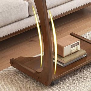 Mesa de centro de madera maciza de estilo antiguo, mesa auxiliar de madera perezosa móvil, escritorio de aprendizaje móvil de madera maciza, muebles de sala de estar - Product Image 3