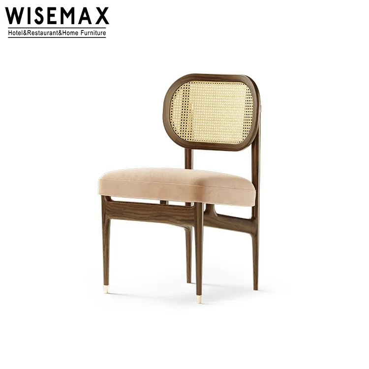 WISEMAX – meubles de salle à manger italien, chaise à cadre en bois ancien, coussin doux, chaise de salle à manger d'hôtel en bois naturel sans bras