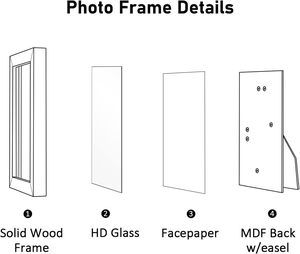 <strong>8x10</strong> Oak Solid Wood Picture <strong>Frame</strong> <strong>4</strong>-Piece Set Real Glass Painting Surface Iron Metal Customizable 'Love' Tabletop Home Decor&quot; - Product Image 5