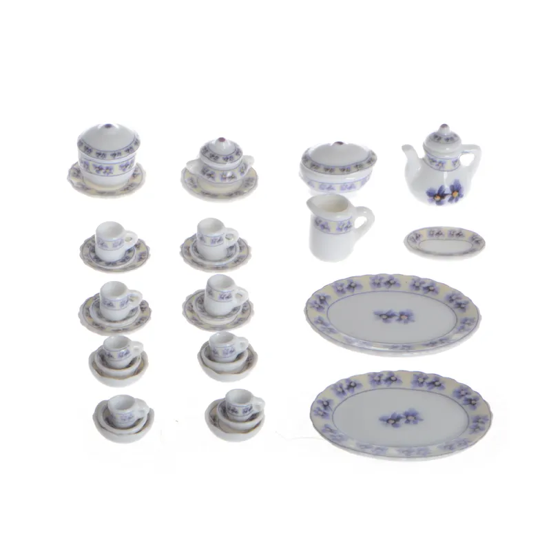 Qunwei Puppenhaus Miniatur Teekanne Set Geschirr Keramik Geschirr