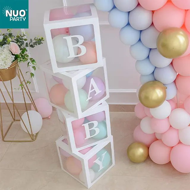 Bebé ducha cajas fiesta decoraciones globos transparentes decorar cajas con carta bebé o diseño de amor