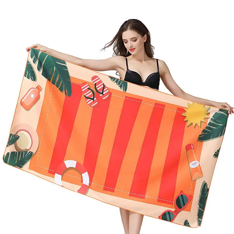 Лидер продаж, пляжное полотенце из микрофибры, пляжные полотенца с индивидуальным логотипом, махровая ткань из микрофибры с принтом на заказ