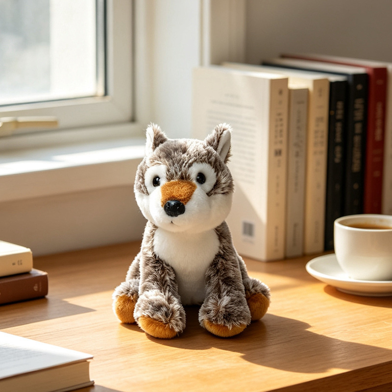 Jouet loup assis de 6 pouces