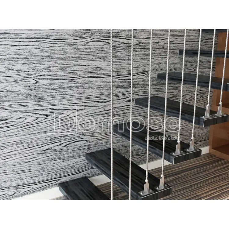 Floating Indoor Stairs stainless steel spiral staircase modern design wholesale glass balustrade wooden tread high quality