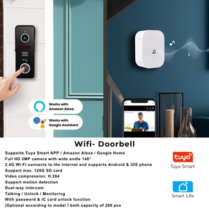 Cámara de timbre de vídeo inteligente Tuya con intercomunicador bidireccional visión nocturna para el hogar Oficina apartamento colorido sistema de seguridad para el hogar - Product Image 6