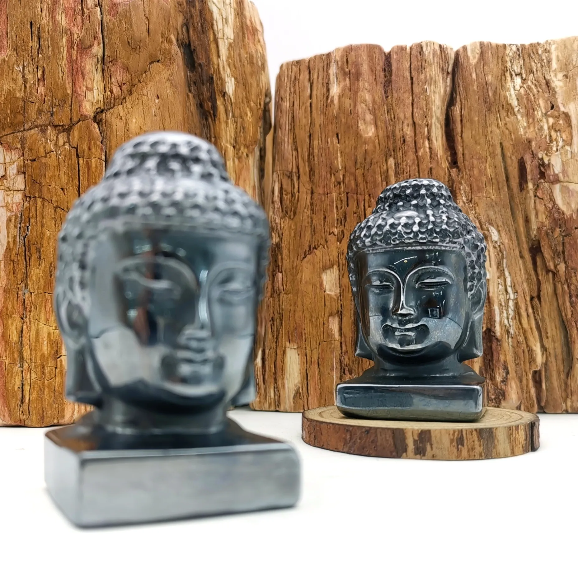 2.5 Inches Natuurlijke Kristal Ambachten Trofee Boeddha Hoofd Standbeeld Healing Stones Fengshui Gift