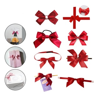 Lazo de poliéster satinado con impresión de logotipo personalizado, lazo elástico preatado para embalaje de caja de regalo - Product Image 4