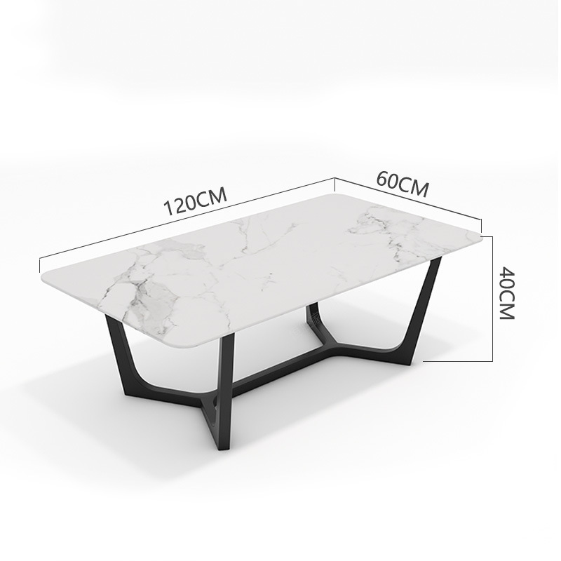 Table basse en plaque de roche blanche neige