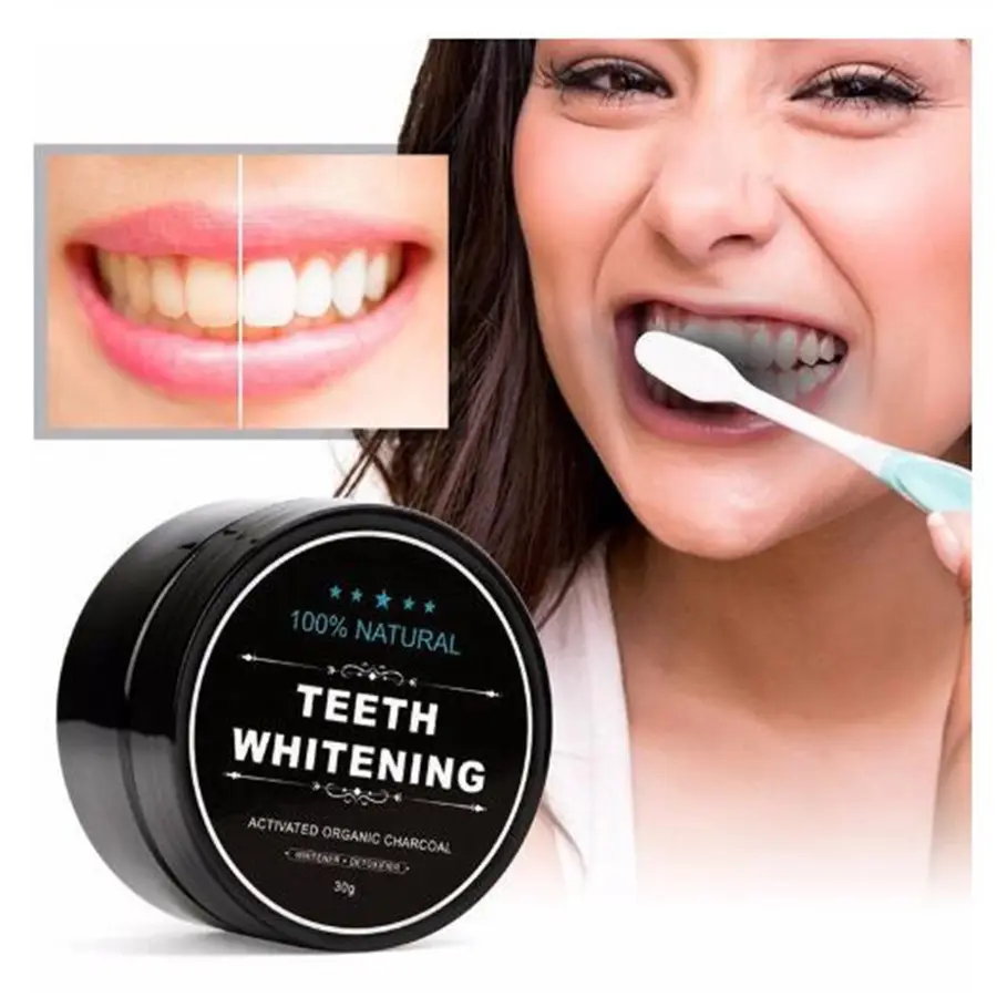 Carbón de bambú para blanquear los dientes de pasta de dientes fuerte fórmula blanqueamiento polvo de dientes Oral higiene Limpieza de 30g OEM