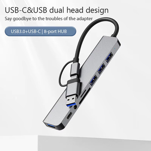 8-in-1 USBマルチポートハブTYPE-Cドック付きTF/PD読み取り3.5mmオーディオインターフェイスUSB 3.5オーディオドックコンピュータ用 - Product Image 2