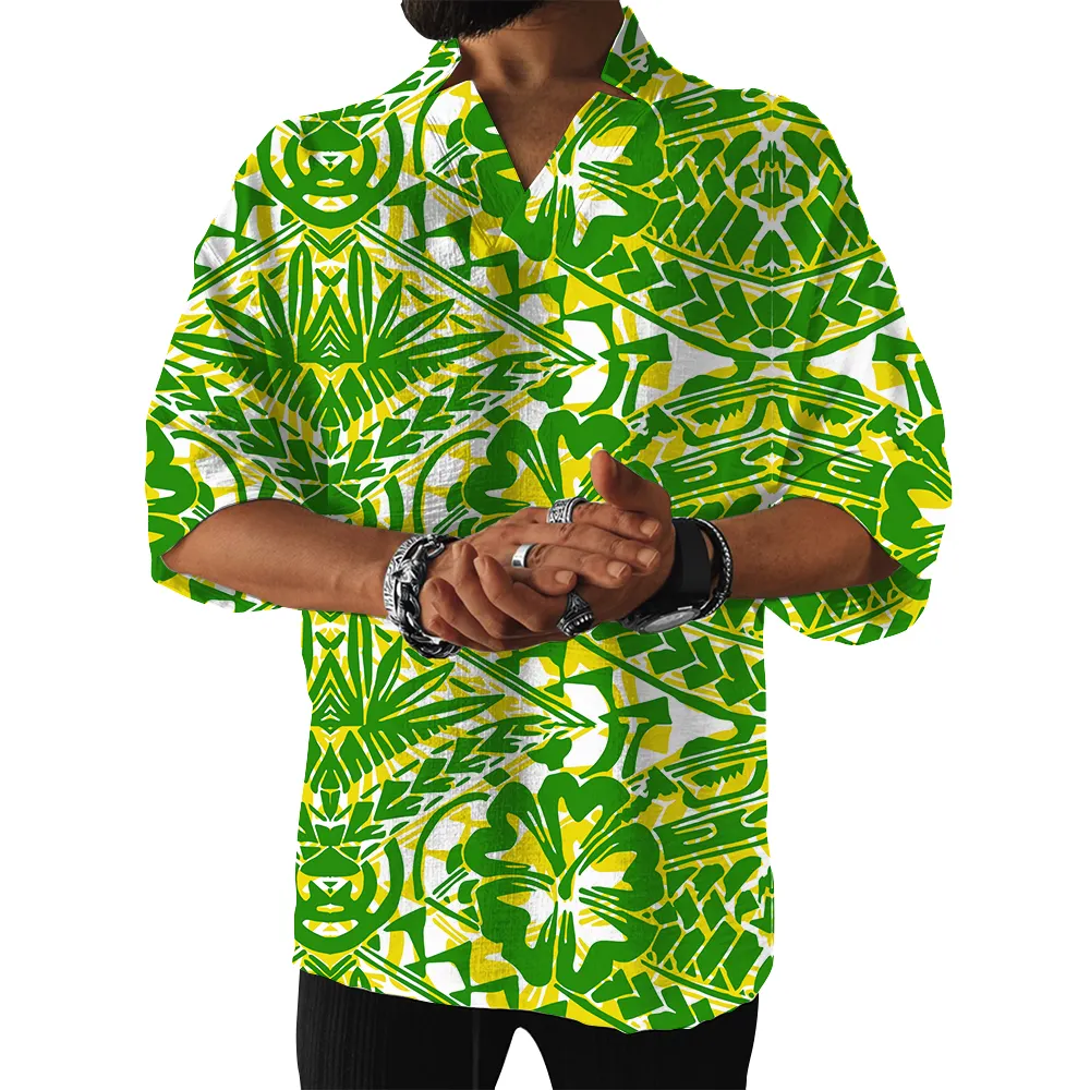 2023 Pacific Island Art Custom ized On Demand T-Shirts Polynesian Tribal T-Shirt Hochwertiges Kurzarm-T-Shirt mit V-Ausschnitt und leerem Herren-T-Shirt