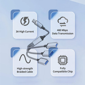 USB Y Splitter Cáp Cho Sạc <span class=keywords><strong>OTG</strong></span> 3 Trong 1 USB C Nam Để 3 USB 2.0 Nữ Extender Hub Dữ Liệu Sạc Adapter - Product Image 6