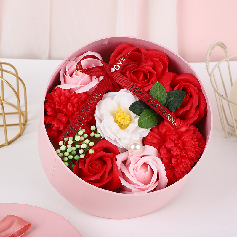 กล่องกลมเล็กดอกคามิเลียใหม่ (สีแดงสด)