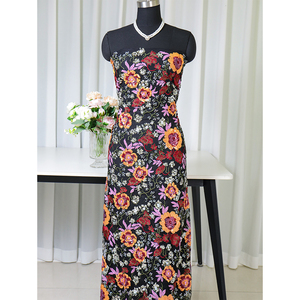 Kain renda bunga bordir jala bunga multi Warna penuh untuk gaun malam tas ransel dengan batang bordir datar - Product Image 3