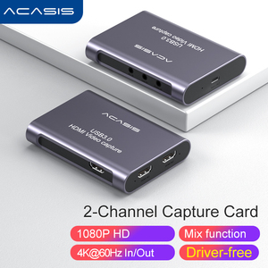 ACASIS双通道高清视频采集4k视频采集卡，用于直播/游戏/摄像机/会议/iPad/开关/PS5