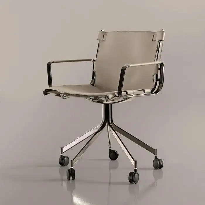 เก้าอี้หนังสแตนเลสอานพักผ่อน,เก้าอี้สำนักงานหรูหราเบาเก้าอี้หมุนสไตล์อุตสาหกรรมบุคลิกภาพเรียบง่าย