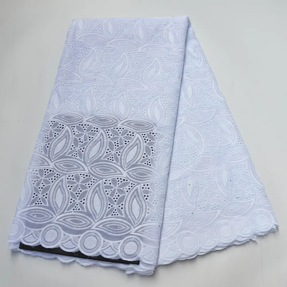 Sinyafashion Branco Novo Design Swiss Lace Voile, Grande Rendas de Algodão Pesado, Algodão Africano Rendas Seca