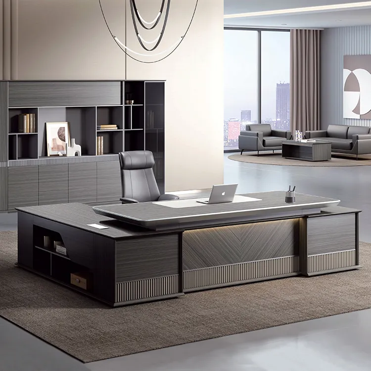 Los más nuevos conjuntos de muebles de oficina de diseño de lujo en forma de L CEO Table Boss Desk Estilo europeo Escritorio ejecutivo moderno con silla