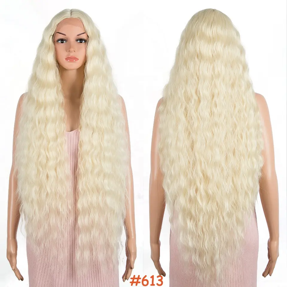 Cosplay sarışın uzun gevşek dalga sentetik peruk için kadın Lolita tarzı süper uzun kıvırcık sahte saç isıya dayanıklı peruk toptan