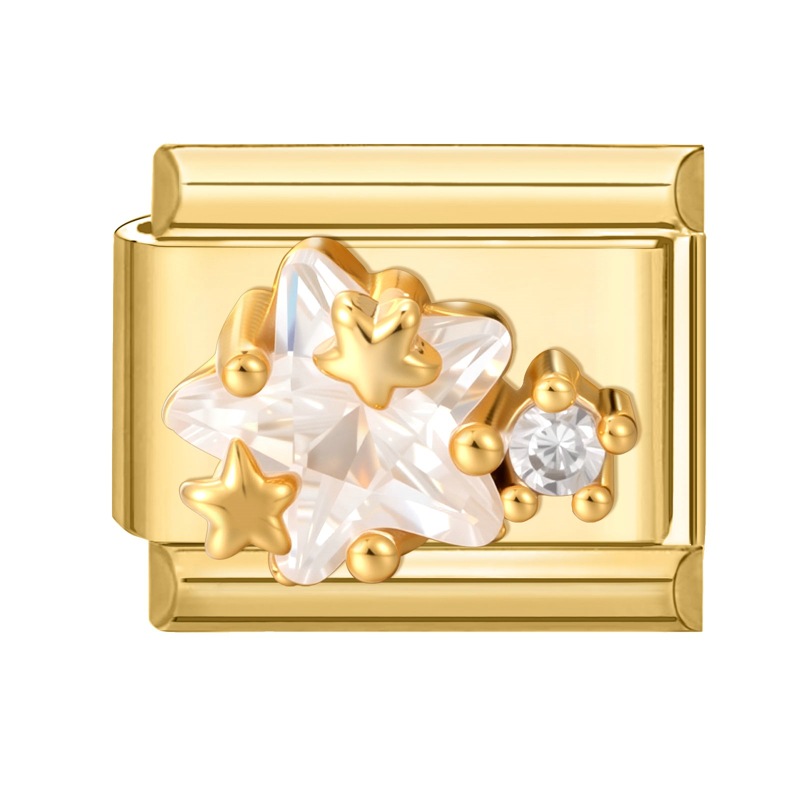 White diamond five-pointed star on gold