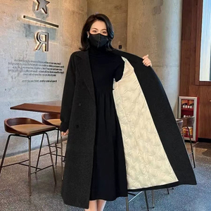 プラスパッド入り<span class=keywords><strong>Gary</strong></span>,プラスサイズのルーズとパッド入りの女性用スーツ襟コートロングぬいぐるみツイードコート