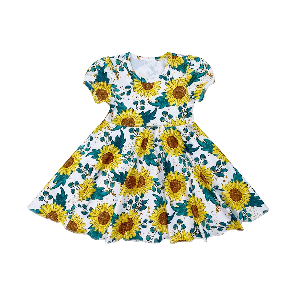 Qingli ODM 2023 sol patrón floral 10 años vestidos de fiesta niña para niños vestidos para niñas cumpleaños